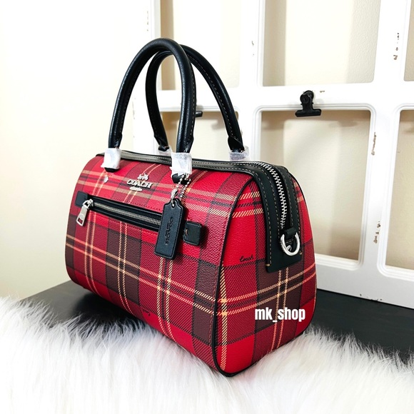 COACH Tartar Plaid Rowan Satchel Crossbody - Picture 2 of 12